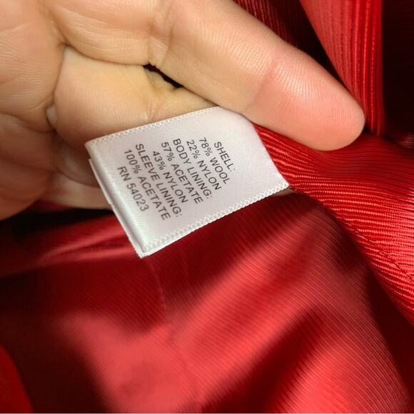 Banana Republic red wool double breasted pea coat jacket size small minimalist - Picture 4 of 6